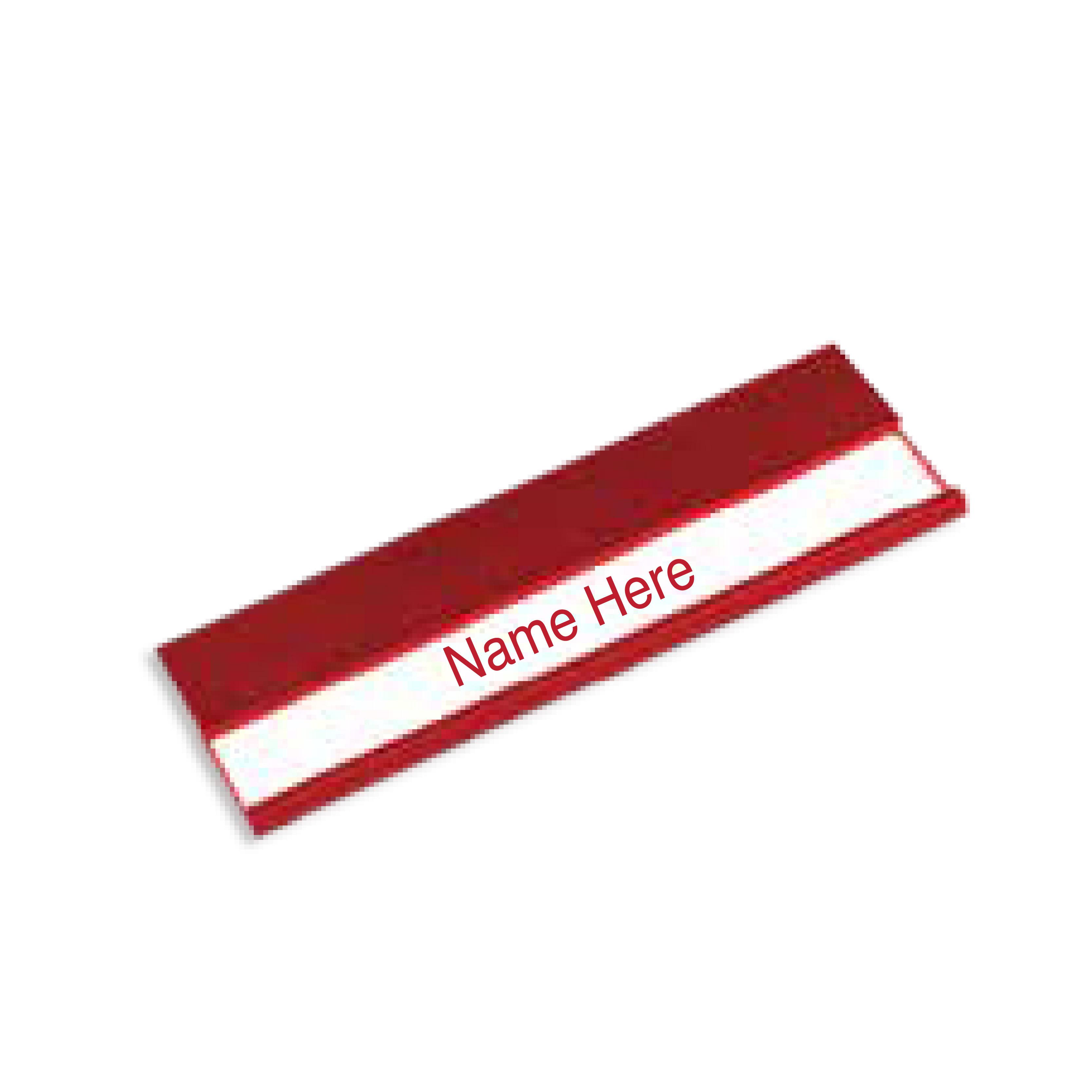 Red Insert Metal Badge with Pin Size 70 x 25 mm With Logo